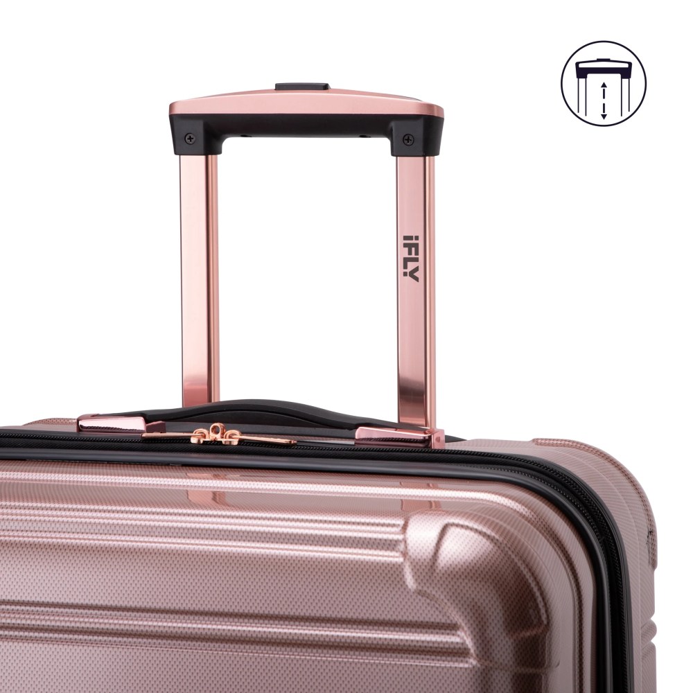 iFLY Fibertech 28" Large Checked Suitcase-Hardside Expandable Spinner Luggage for Travel, Rose Gold - Image 4