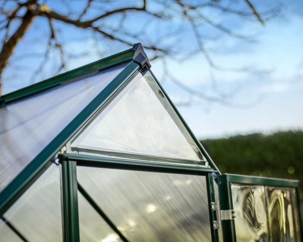 Palram - Canopia Hybrid 6" x 4" Polycarbonate/Aluminum Walk-In Greenhouse-Green - with Roof Vent - Image 13