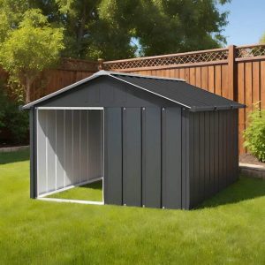 vidaXL Dog House Outdoor Pet Kennel Puppy Shelter Kennel Galvanized Steel