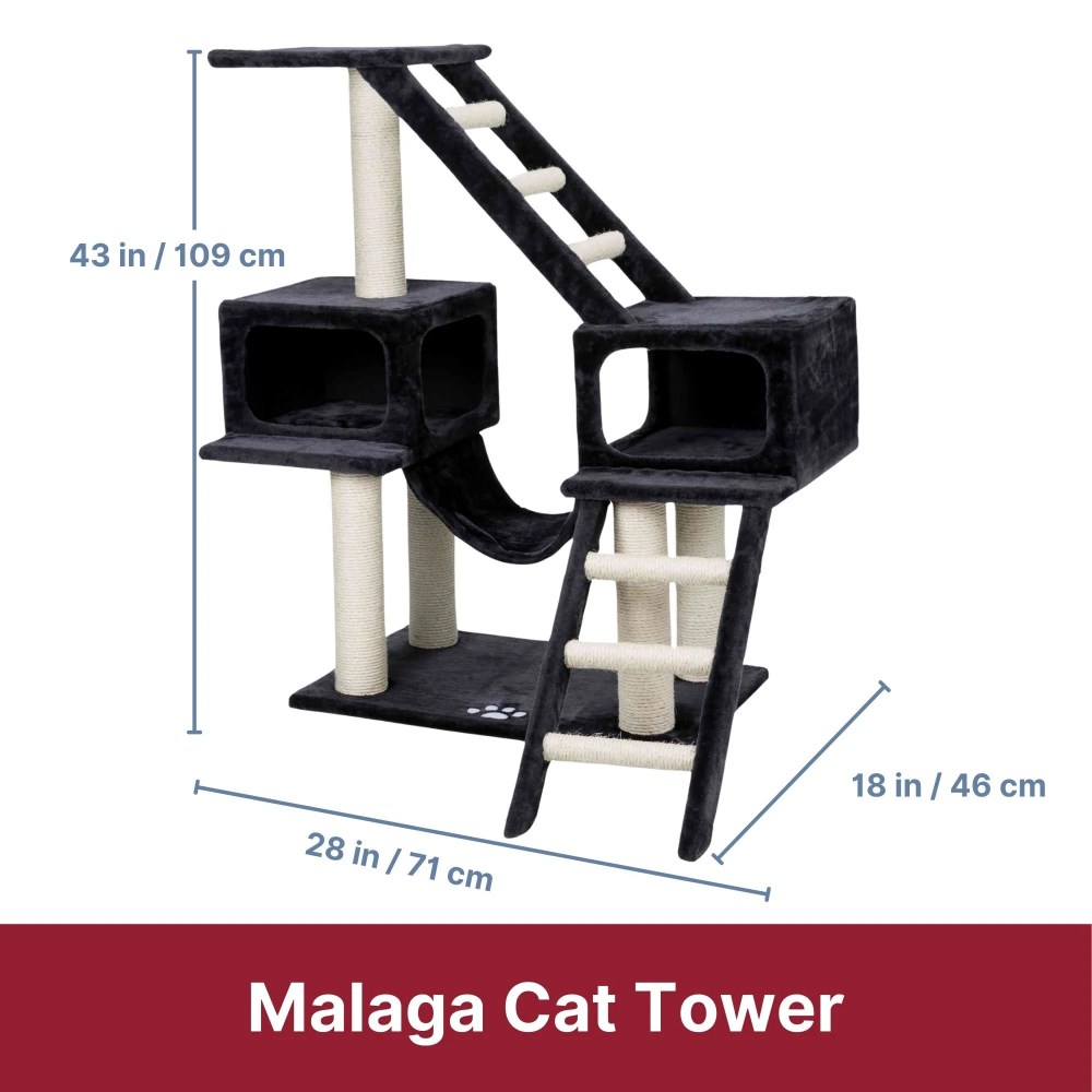 TRIXIE Malaga Sisal 3-Level 43" Cat Tree with Scratching Posts, Condos & Ladders, Gray - Image 4