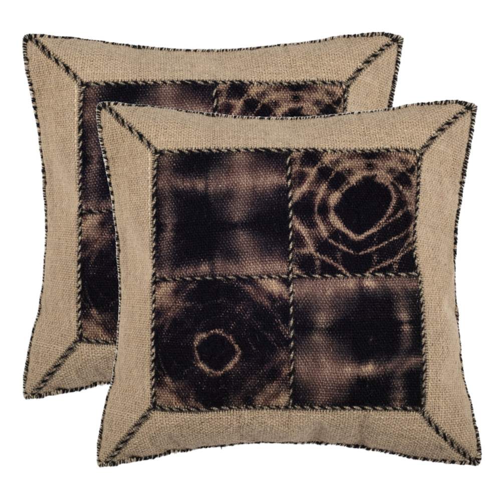 SAFAVIEH Dip Dye Quartre Patch Pillow Set of 2 Sumac - Image 4