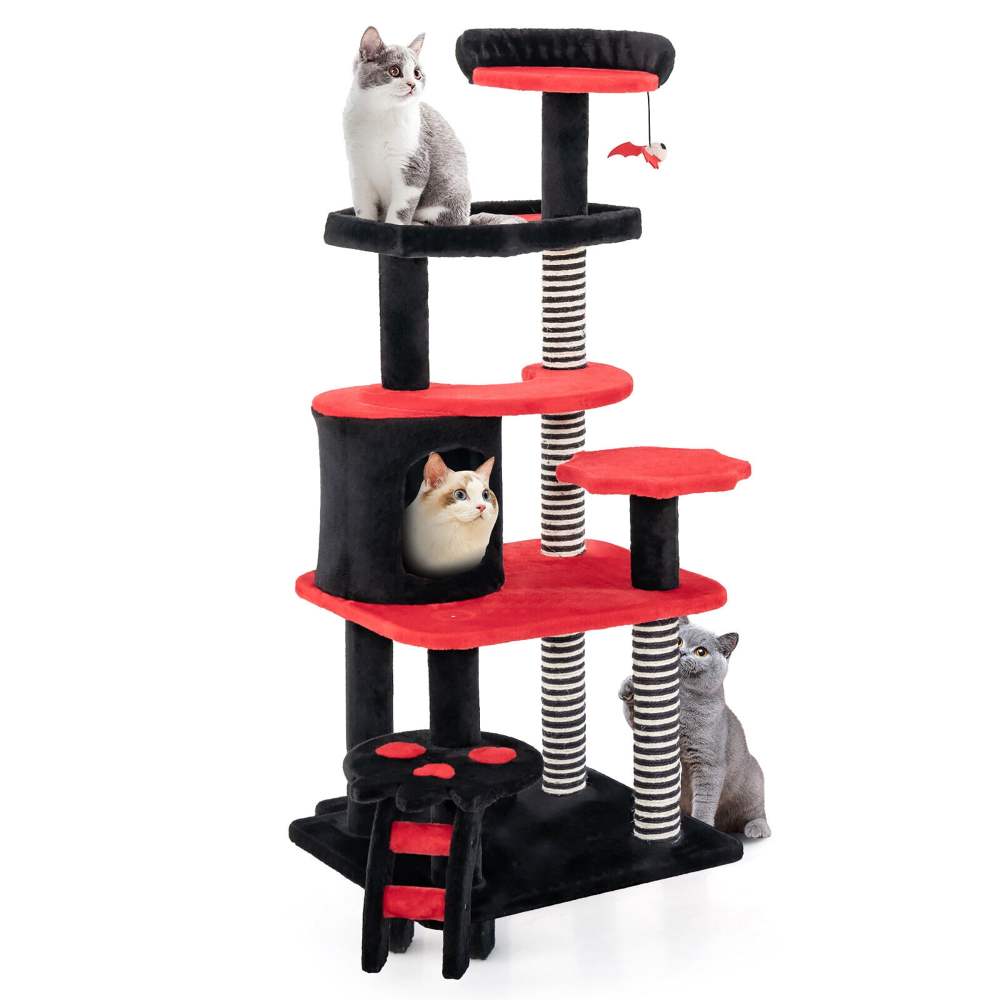 Gymax Gothic Cat Tree 52" Tall Cat Tower w/ Cat Bed Cat Condo Sisal Scratching Post