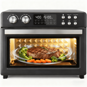 Air Fryer Toaster Oven Combo,28Quart 12-in-1 Extra Large Countertop Convection Oven with LED Display,Toast,Roast,Bake,Reheat,Broil & Steam ,7 AccessoriesRecipe,Black