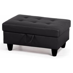 "JESTOP Faux Leather Rectangle Tufted Hinged Flip-Top Storage Ottoman Bench,34"" Wide"