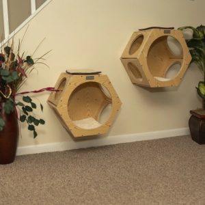 Armarkat Wall Tree Additions Set of Two Natural Wood Cat Shelves W2107A