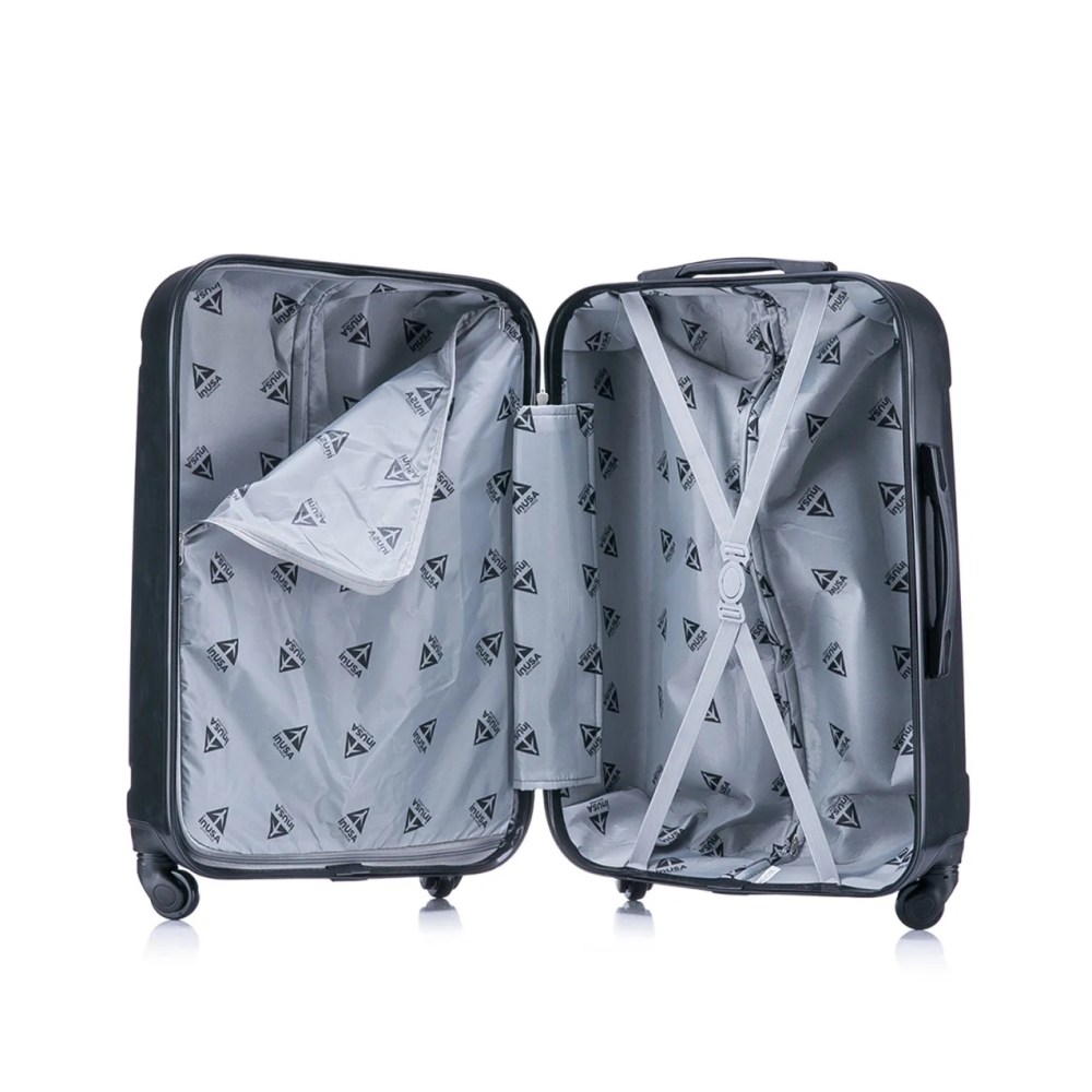 InUSA Pilot 3-Piece Hardside Luggage Sets with Spinner Wheels, Handle, Trolley, (20"/24"/28"), Black - Image 5