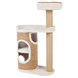 TRIXIE Falco Plush & Sisal 2-Level 46" Cat Tree,  Scratching Posts & 2-Story Condo,  Brown