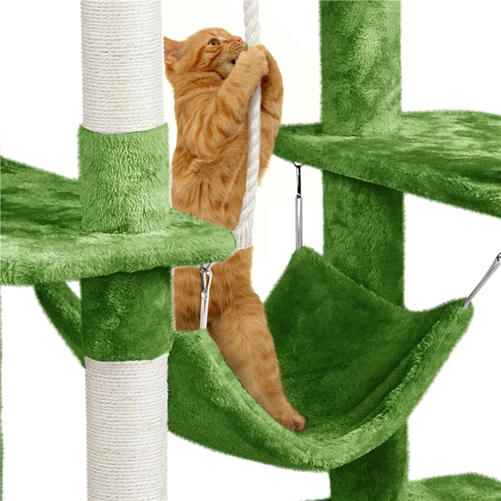 Alden Design 63" H Cat Tree Scratching Posts Cat Tower for Kittens Indoor, Green - Image 2