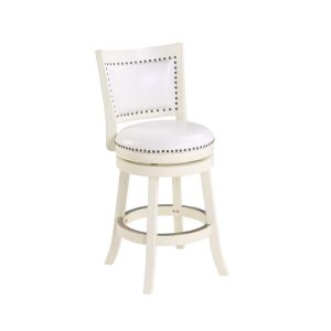 Boraam Bristol Counter Height High Back Swivel Wood Kitchen Counter Stool, Buttermilk Finish