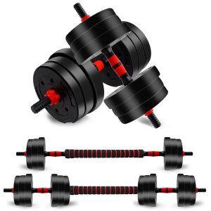 Adjustable-Dumbbells-Sets,  44lbs Free Weights-Dumbbells Set of 2 Convertible To Barbell A Pair of Lightweight for Home Gym, Women and Men Equipment