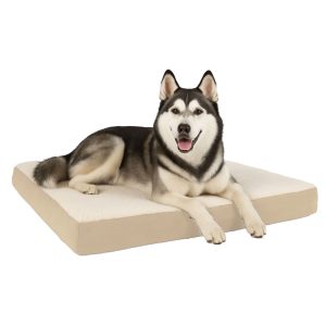 PETMAKER 4435 Orthopedic Dog Bed with Memory Foam and Sherpa Cover, Tan