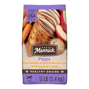 Merrick Chicken Dry Dog Food For Puppies, Whole Grain, 12 lb Bag