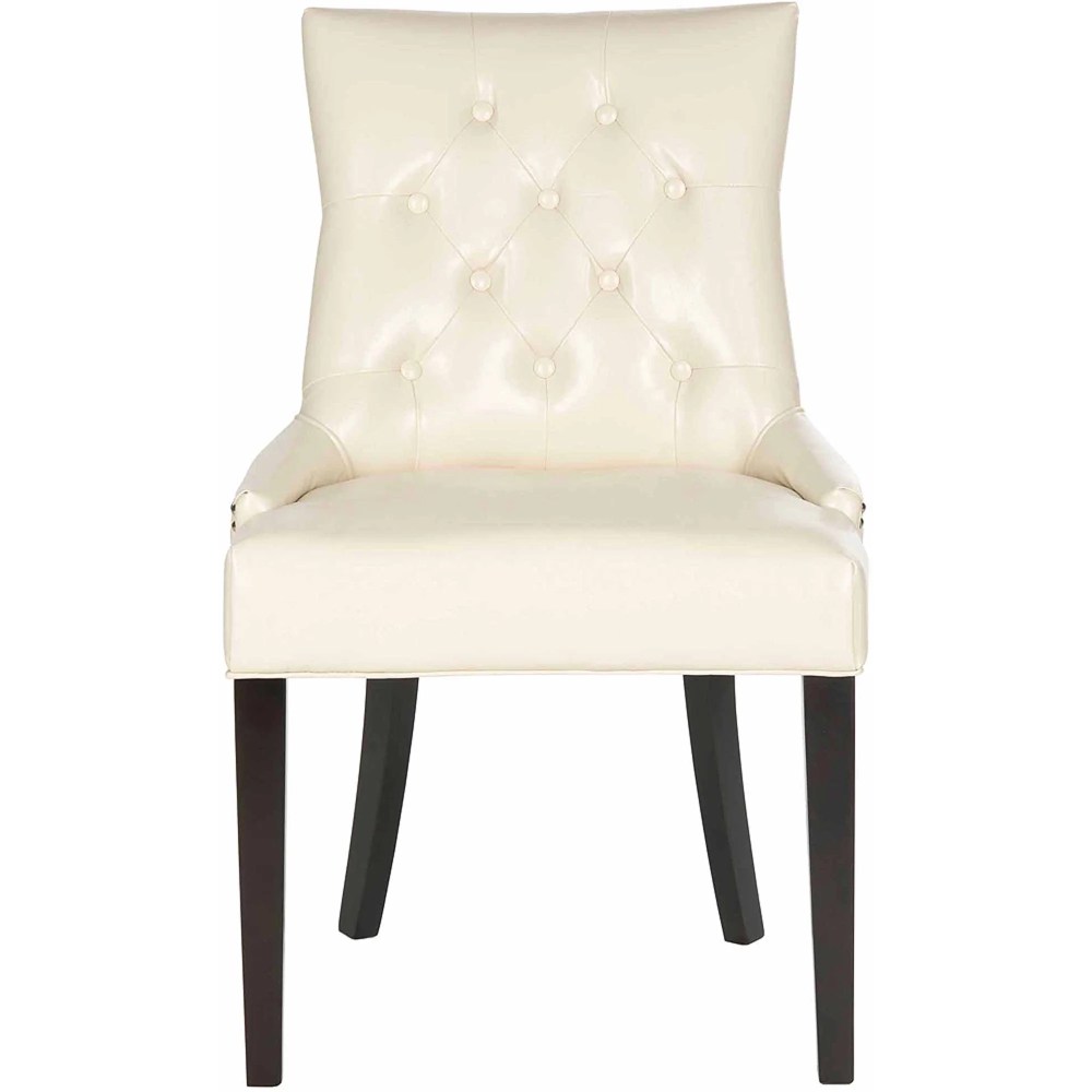 SAFAVIEH Harlow Glam Tufted Ring Chair with Silver Nailheads, Set of 2, Flat Cream - Image 3