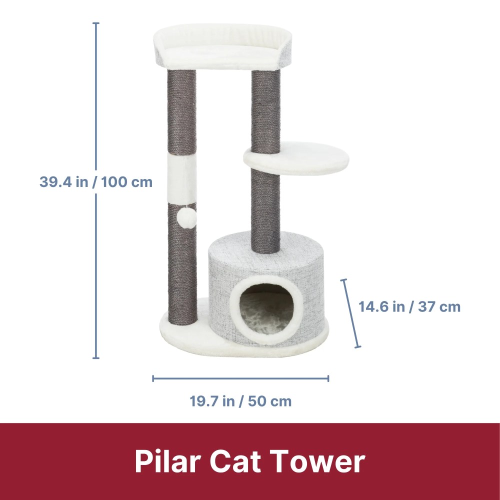 TRIXIE Pilar Plush & Sisal 3-Level 39.4" Cat Tower, Scratching Posts, Condo, Cat Toy, Gray - Image 5