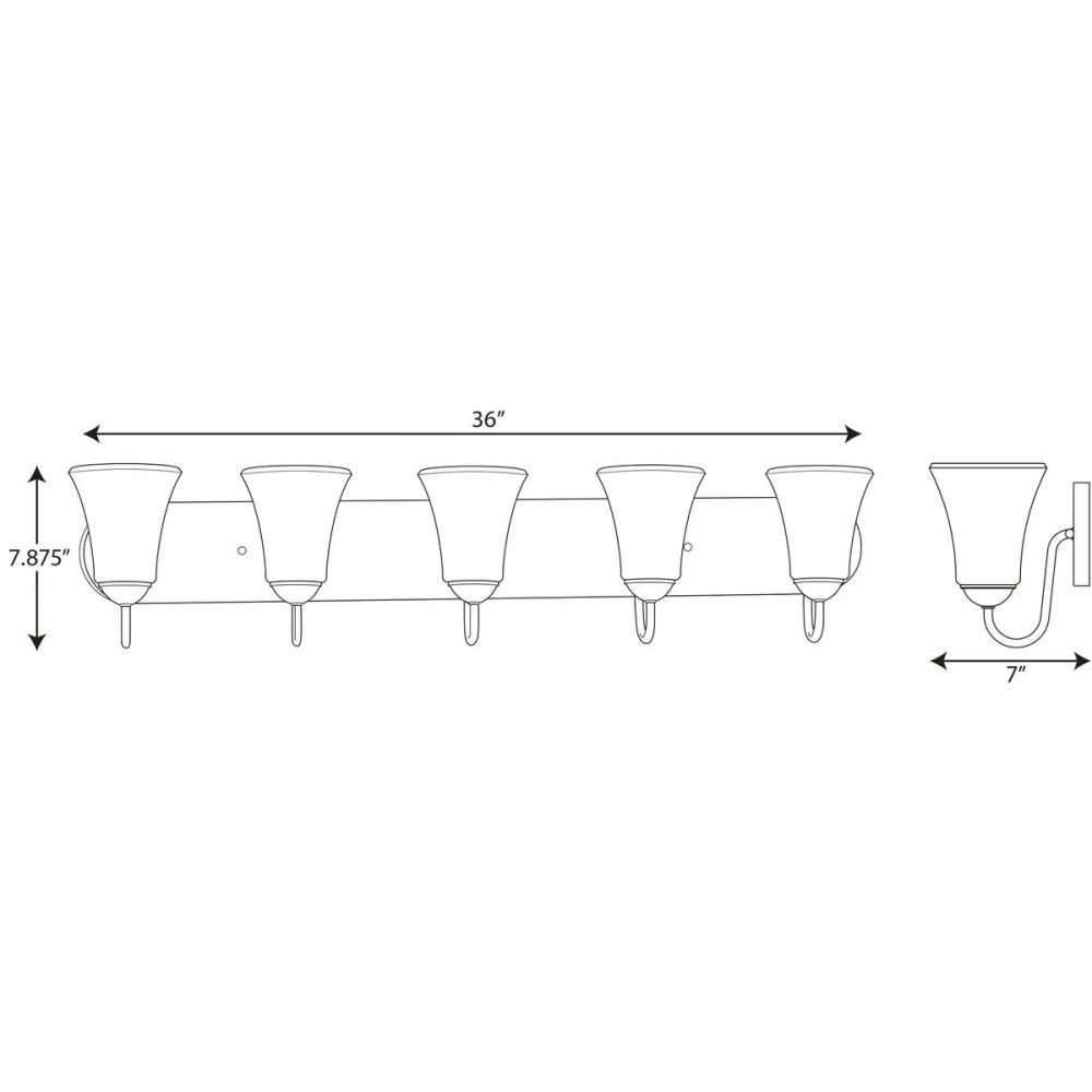 Classic Collection Five-Light Matte Black Etched Glass Traditional Bath Vanity Light - Image 4