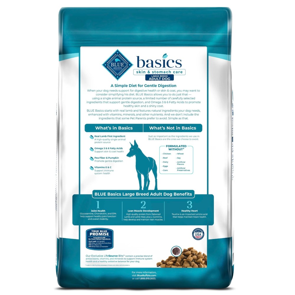 Blue Buffalo Basics Large Breed Dry Dog Food, Lamb & Potato Chicken Free, 22lb Bag - Image 2