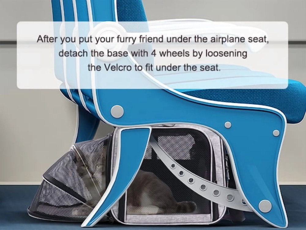 BEBANG Rolling Pet Carrier with Wheels, Foldable Airline Approved Dog Carriers for Small Dogs and Cats, Cat Carrier on Wheels, Pet Travel Carrier for Flight Camping Outdoor - Image 8