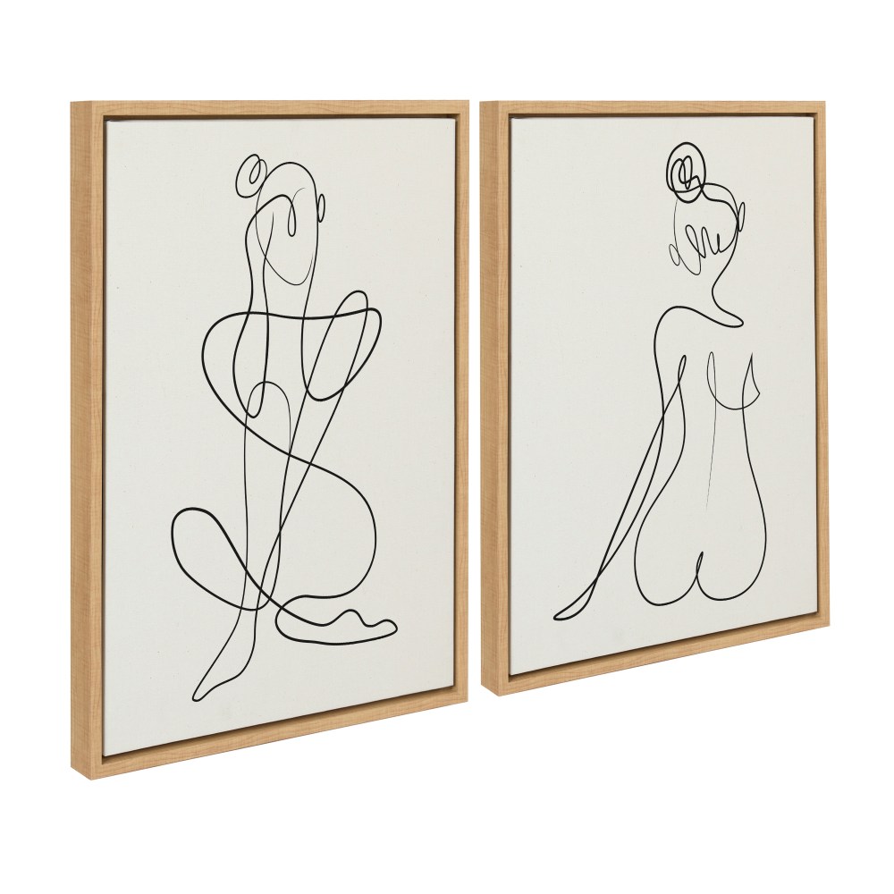 Sylvie Thinking of You Line Art and Sitting Beauty 18 in x 24 in Framed Painting Canvas Art Prints, by Kate and Laurel Set of 2 - Image 5