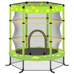 55" Mini Trampoline for Kids, SHINPT Kids Trampoline for Toddlers, 4.5FT Baby Trampoline with Safety Enclosure Net, Small Trampoline with Star Print Indoor/Outdoor, Outside Toy for Kids for Garden