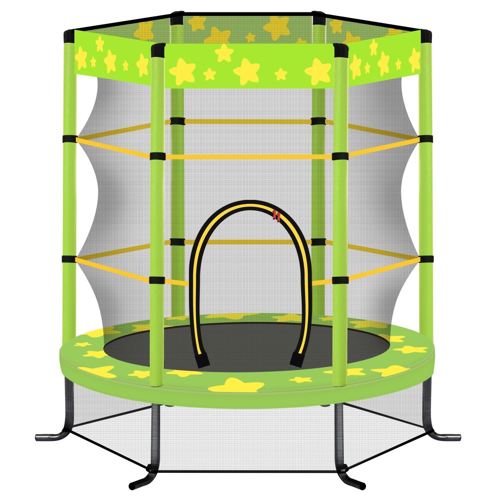 55" Mini Trampoline for Kids, SHINPT Kids Trampoline for Toddlers, 4.5FT Baby Trampoline with Safety Enclosure Net, Small Trampoline with Star Print Indoor/Outdoor, Outside Toy for Kids for Garden