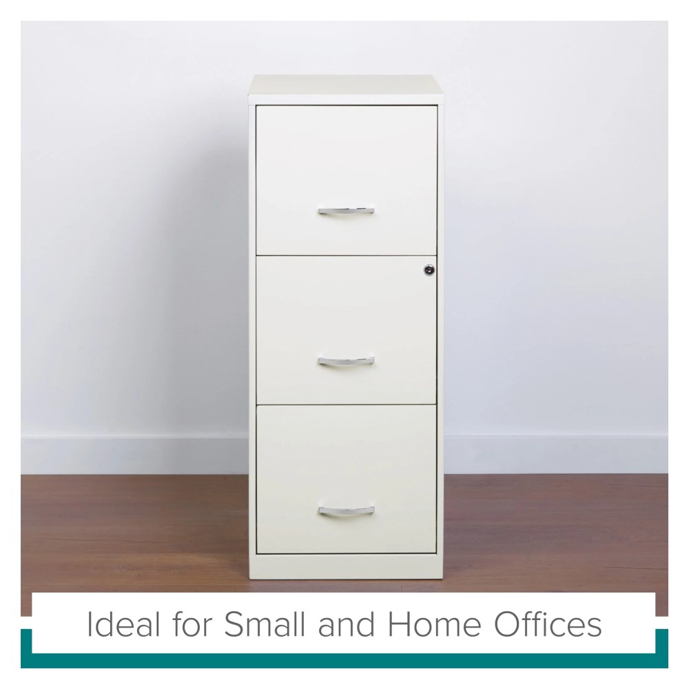 Space Solutions 18" Deep 3 Drawer Smart Letter Width Vertical File Cabinet, White - Image 4
