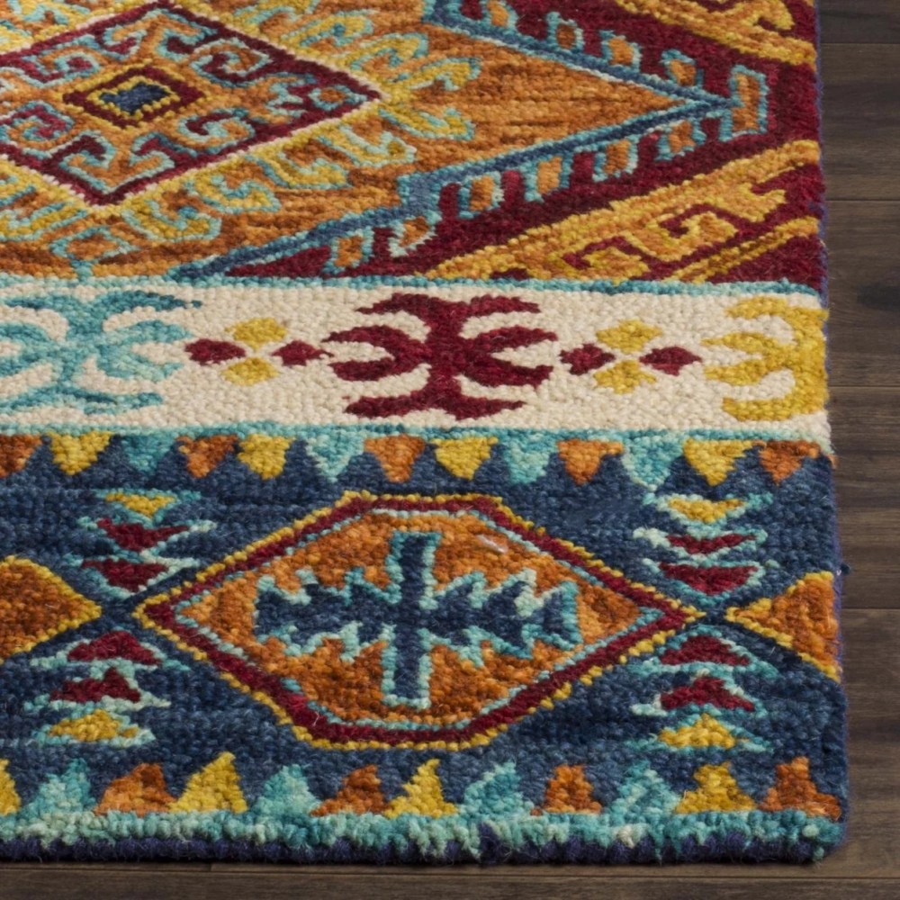 SAFAVIEH Aspen Tessan Southwestern Wool Area Rug, Navy/Ivory, 3" x 5" - Image 8