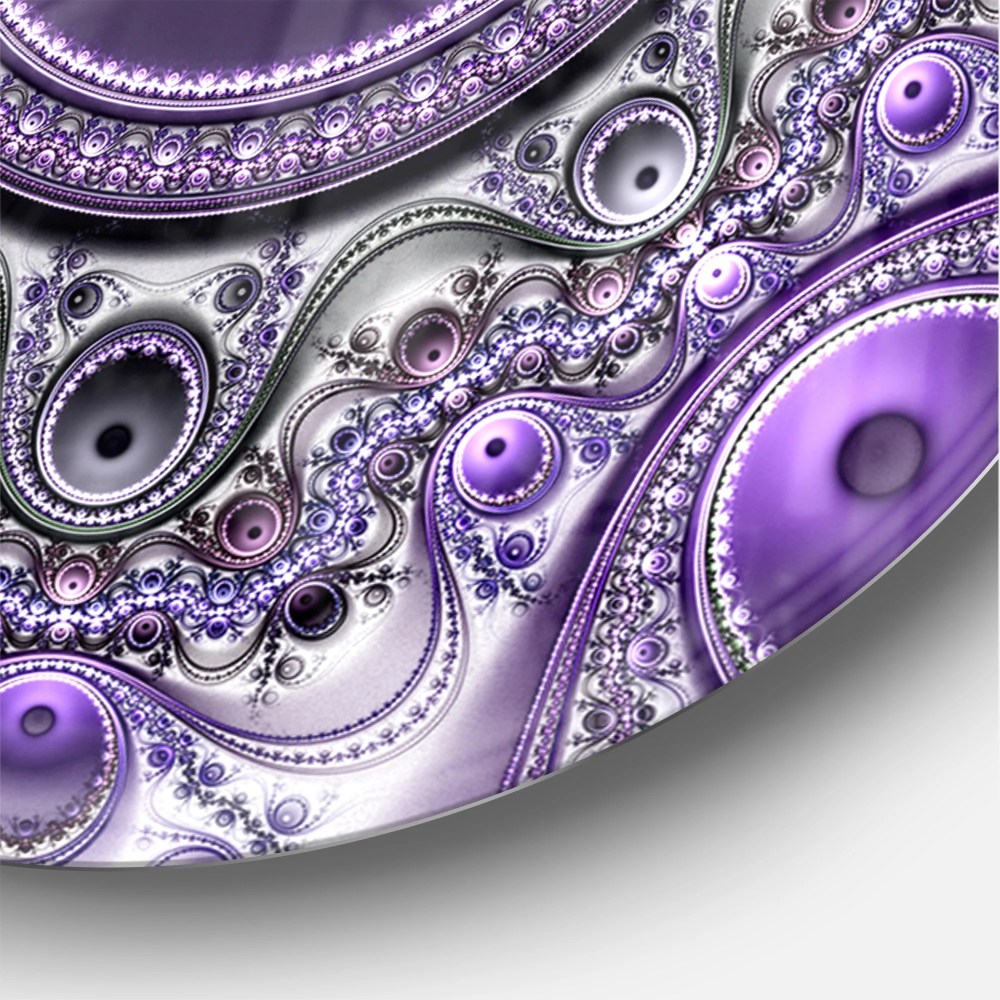 Designart 'Purple Fractal Pattern with Circles' Metal Wall Clock - Image 2