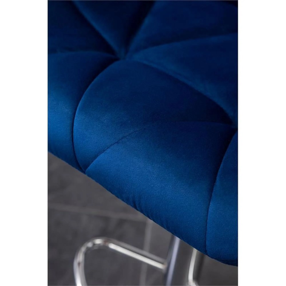 Roundhill Furniture Breni Velvet Diamond Tufted Swivel Adjustable Height Barstool, Set of 2, Blue, Chrome Finish - Image 3