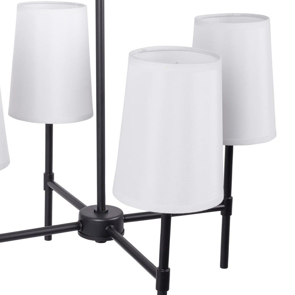 Better Homes & Gardens Meadowood 4-Light Chandelier, Matte Black Finish, White Fabric Shades, LED Bulbs Included - Image 2