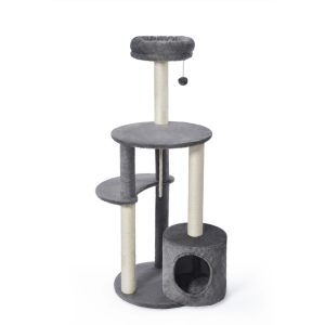 Vibrant Life Cat Tree,  47" Multi-Level Cat Tower with Scratching Posts and Large Platform,  Gray