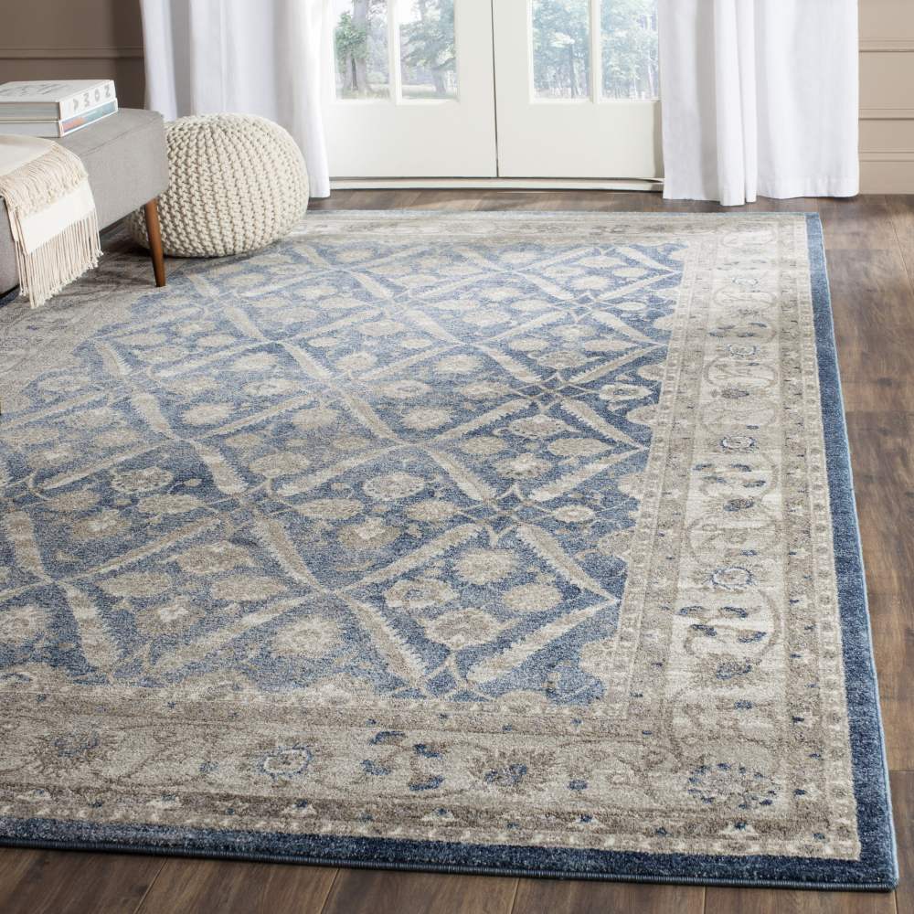 SAFAVIEH Sofia Jerrod Floral Bordered Area Rug, Blue/Beige, 11" x 15" - Image 4