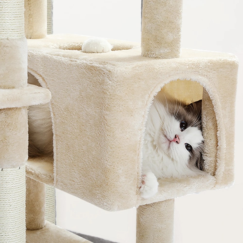 Pefilos 72" Large Cat Tree Tower with Sisal Scratching Post, Indoor Cat Condo for Big Cat Maine Coon, Beige - Image 2