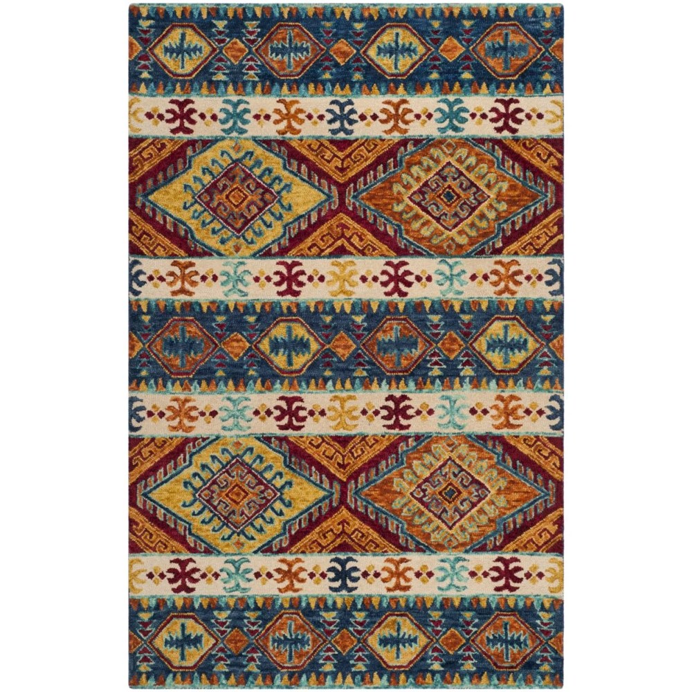 SAFAVIEH Aspen Tessan Southwestern Wool Area Rug, Navy/Ivory, 3" x 5" - Image 6