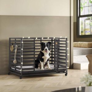 Heavy-Duty Dog Crate,  42.1 x 27.6 x 32.5 Inches Dog Cage for Large Dogs,  Expandable Dog Kennel