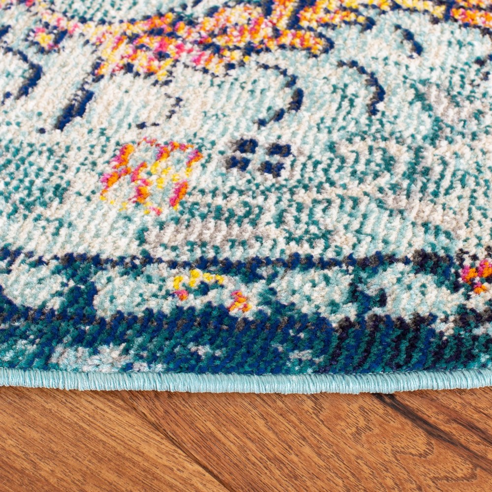 SAFAVIEH Madison Joandra Vintage Floral Area Rug, Navy/Light Blue, 11" x 11" Round - Image 6