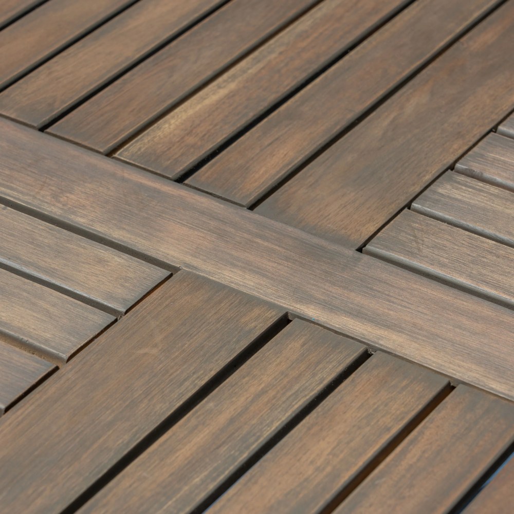 Noble House Hermosa 47" Round Wooden Patio Dining Table in Gray - Image 4