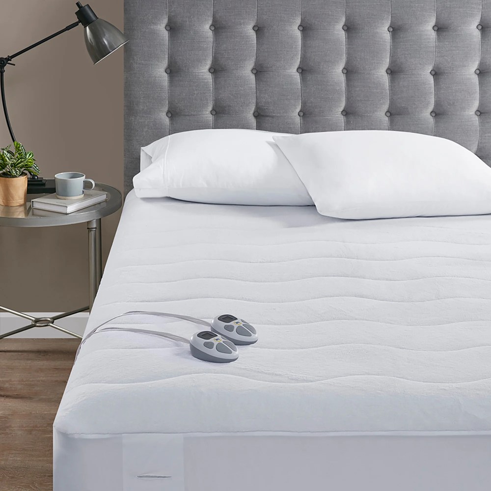 Serta Plush Heated Mattress Pad, Queen, White - Image 6