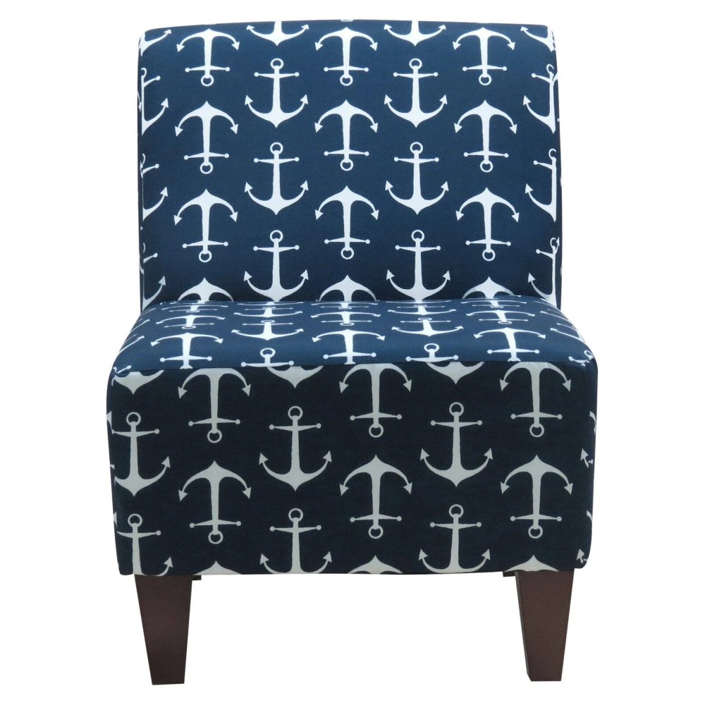 Fox Hill Trading Penelope Armless Slipper Chair, Anchor Print - Image 2