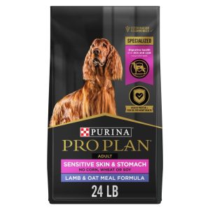Purina Pro Plan Sensitive Skin and Sensitive Stomach Dog Food Lamb and Oatmeal Formula, 24 lb Bag