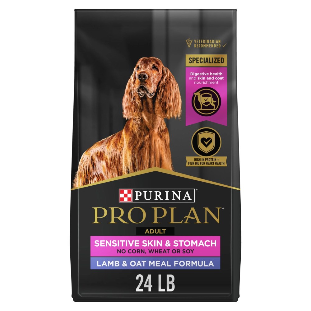 Purina Pro Plan Sensitive Skin and Sensitive Stomach Dog Food Lamb and Oatmeal Formula, 24 lb Bag