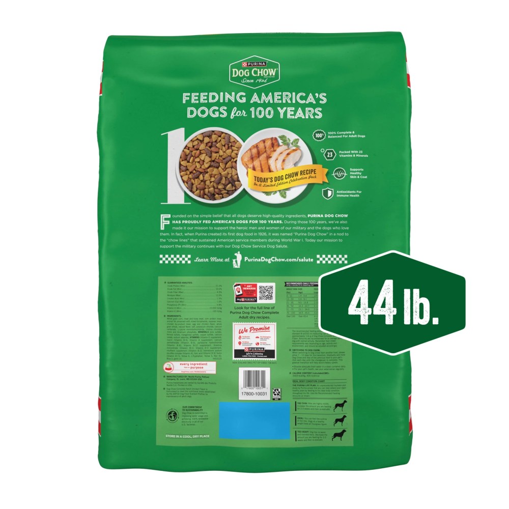 (3 pack) Purina Dog Chow Complete, Dry Dog Food for Adult Dogs High Protein, Real Chicken, 44 lb Bag - Image 8