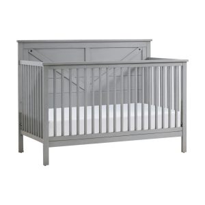 Oxford Baby Montauk 4-in-1 Convertible Crib, Farmhouse Gray, GREENGUARD Gold Certified, Wooden Crib