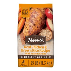 Merrick Real Chicken & Brown Rice Dry Dog Food,  Whole Grain,  25 lb Bag