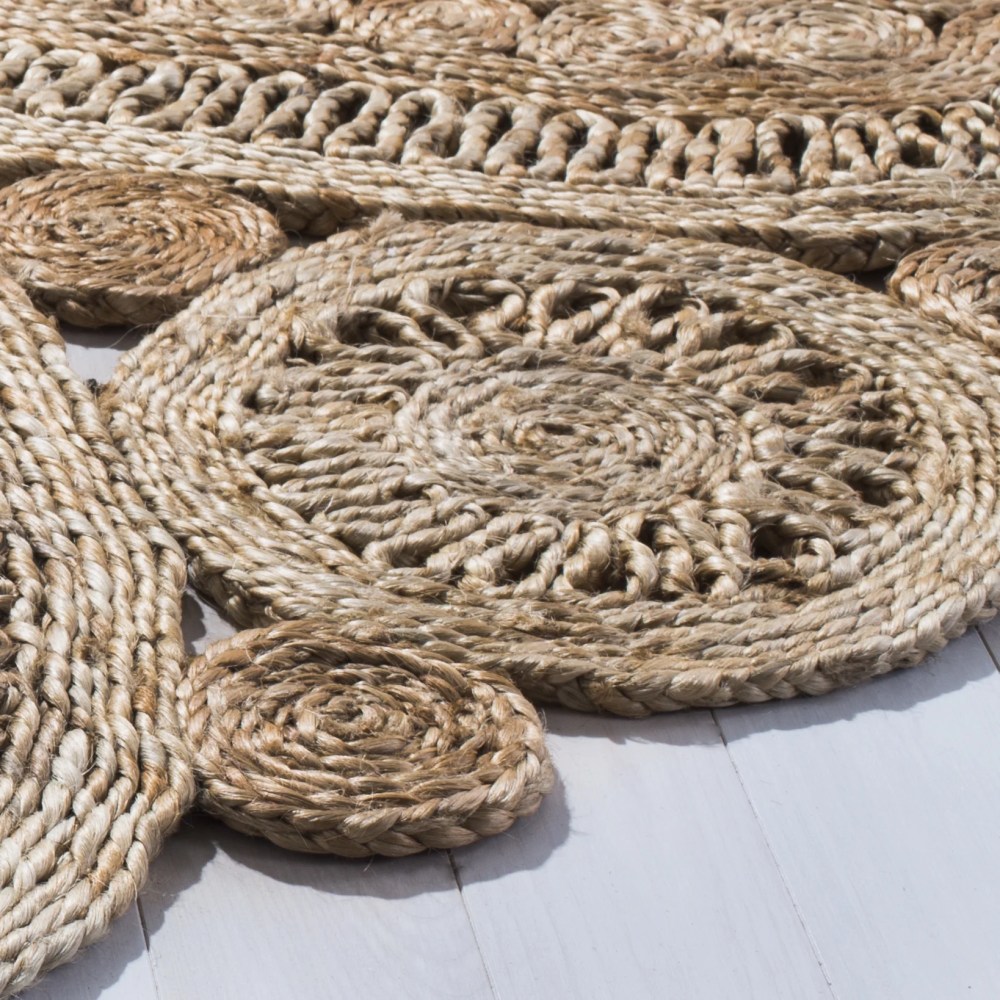SAFAVIEH Natural Fiber Stamen Braided Jute Area Rug, Natural, 6" x 6" Round - Image 2