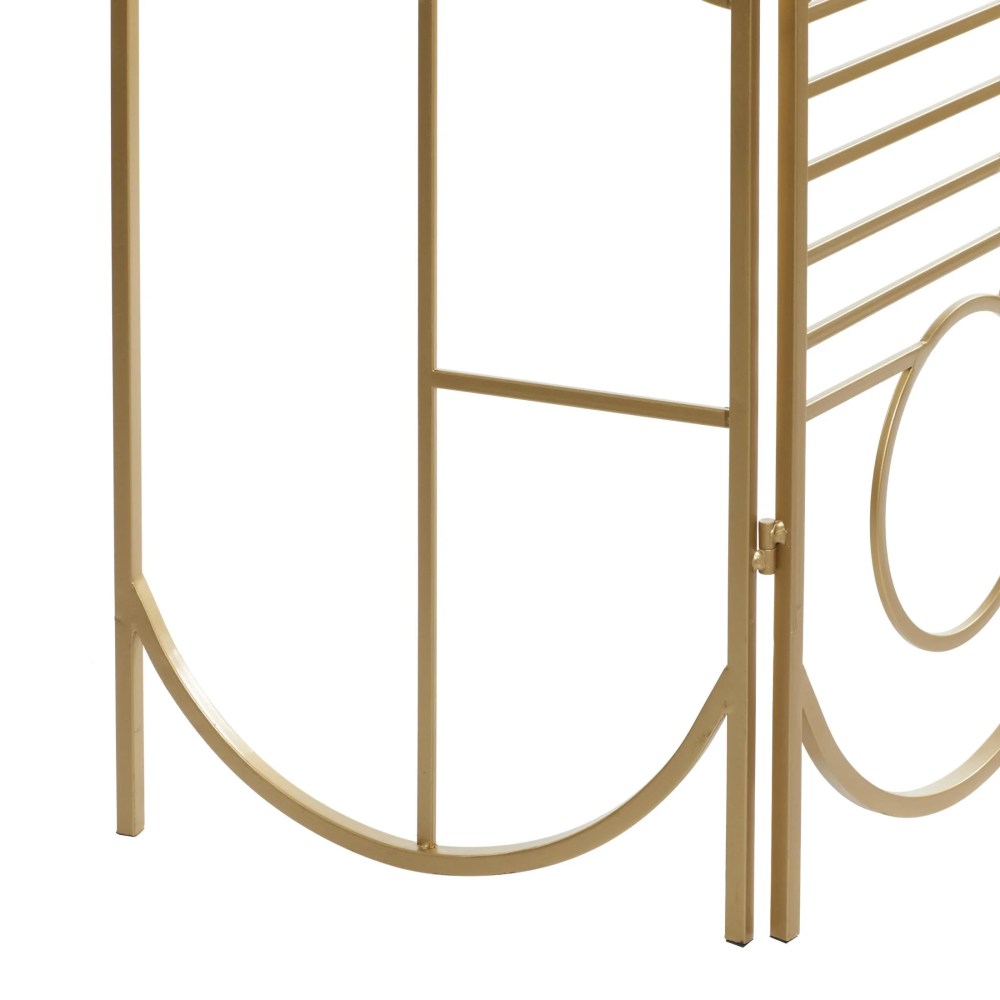 DecMode Modern 3 Panel Metal Room Divider Screen with Geometric Pattern and Gold Finish, 50"W x 69"H - Image 12