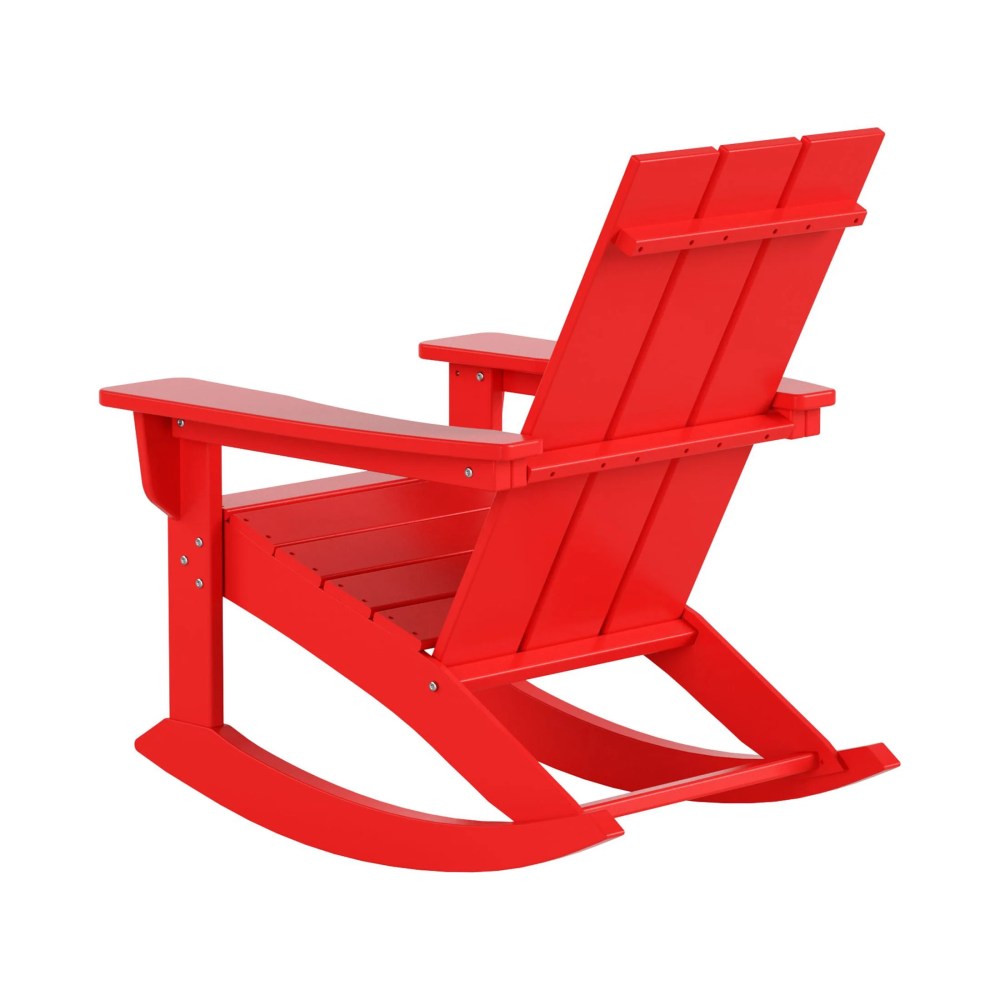 GARDEN Set of 2 Modern Plastic Outdoor Rocking Chairs for Patio Porch, Red - Image 6