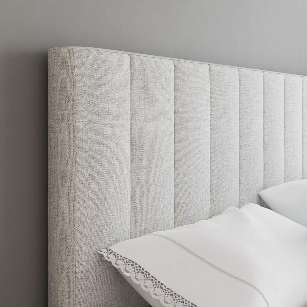 Boyd Sleep Leah Off White Linen Queen Size Fully Upholstered Platform Bed Frame with Adjustable Headboard - Image 15