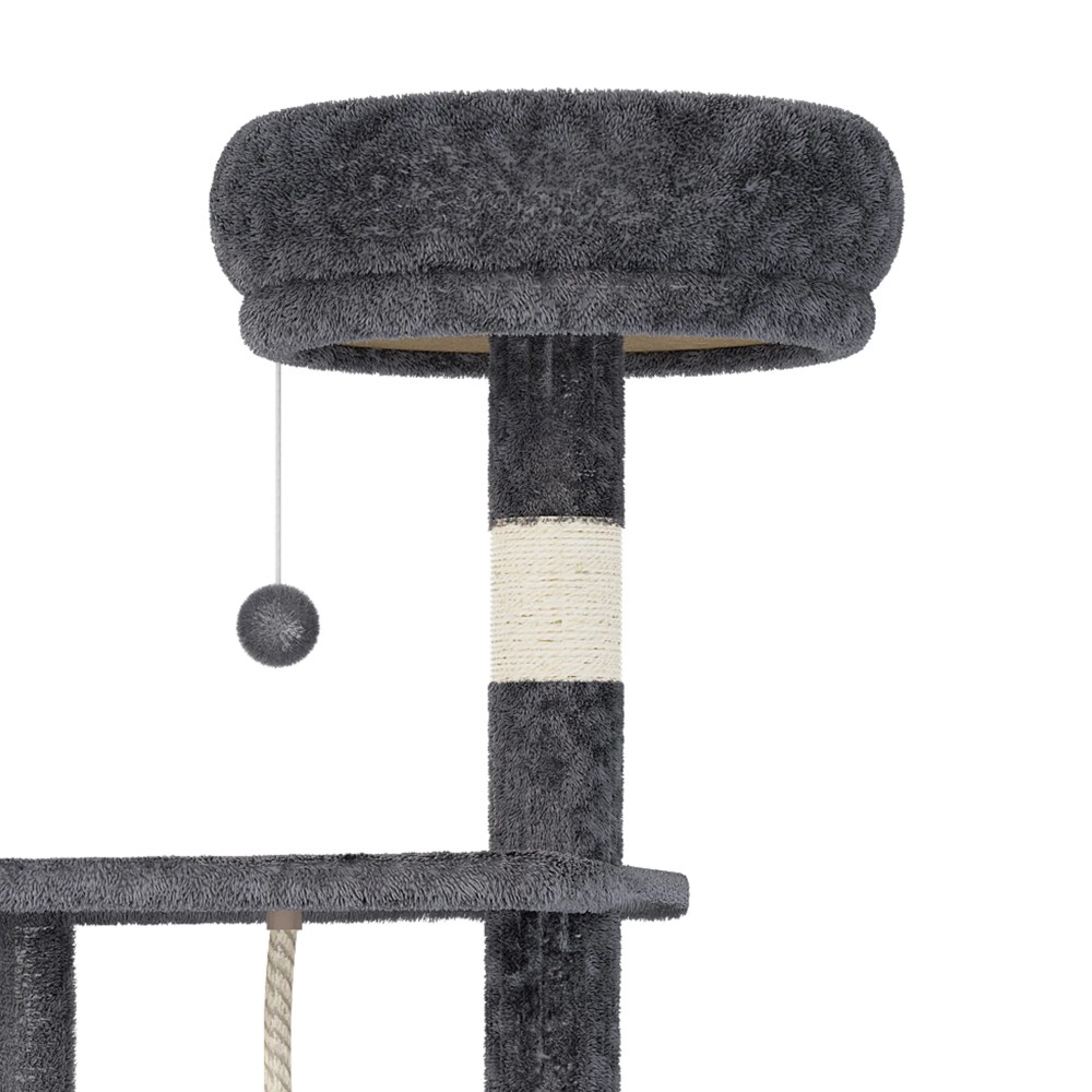 Dextrus 2-in-1 Cat Tree with Litter Box Enclosure, 53.5" Large Modern Cat Condo with Scratching Posts, Perch, Food Station, Hammocks, Scratch Post, White - Image 7