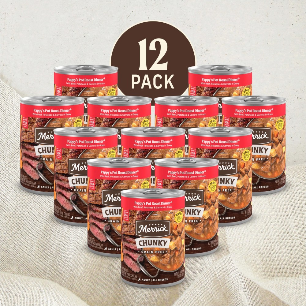 Merrick Chunky Wet Dog Food Grain Free Pot Roast Beef & Veggies in Gravy, 12.7 oz Cans (12 Pack) - Image 3