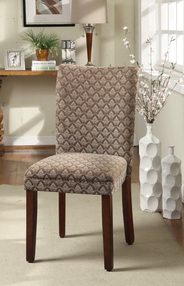 HomePop Parsons Dining Chair, Brown and Blue Fabric - Image 2